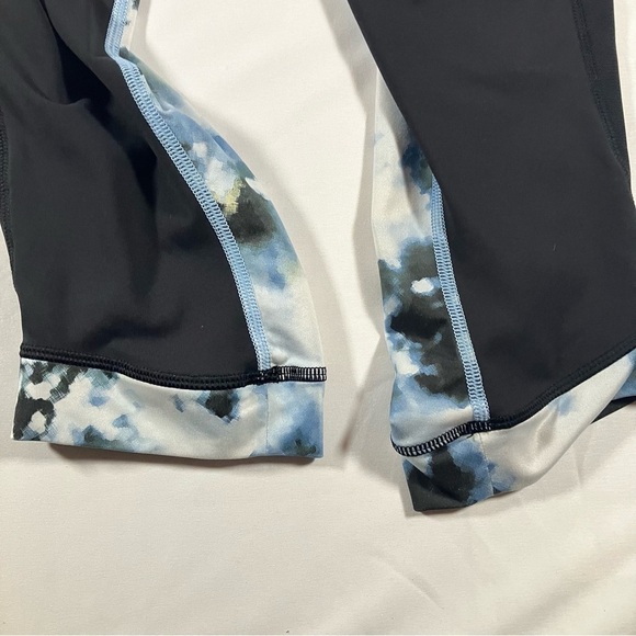 Lululemon Stop At Nothing Crop Black Mini Blooming Pixie Aquamarine Leggings sz - Picture 8 of 9
